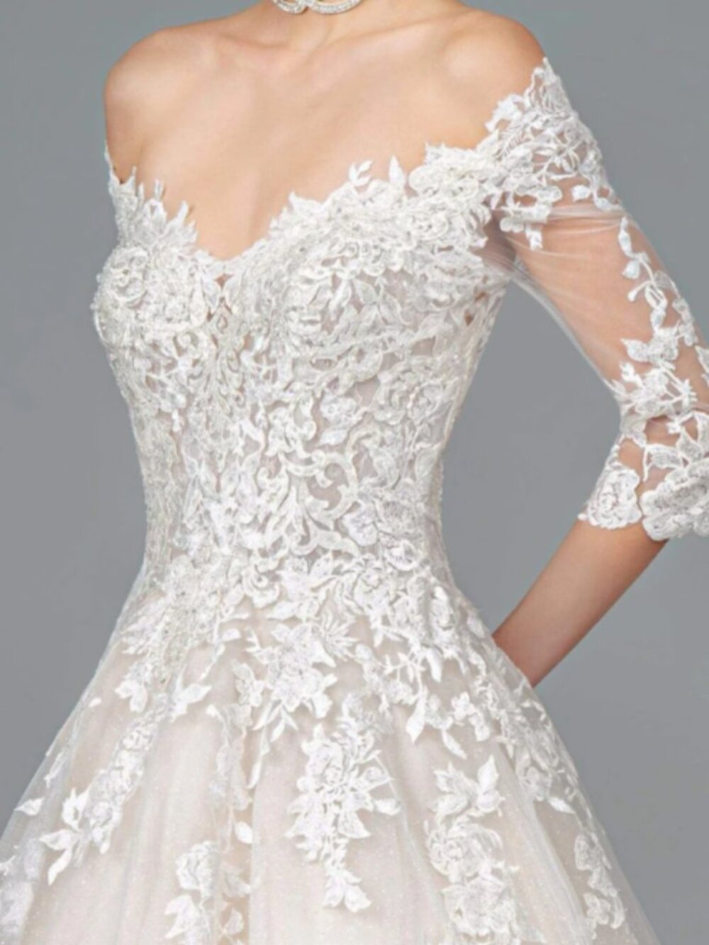 New GLS by Gloria Embroidered Off-Shoulder A-line Gown - GL1803 - Picture 3 of 3